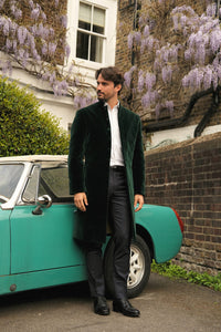 Men's Green Velvet Frock Coat Sample (size large)