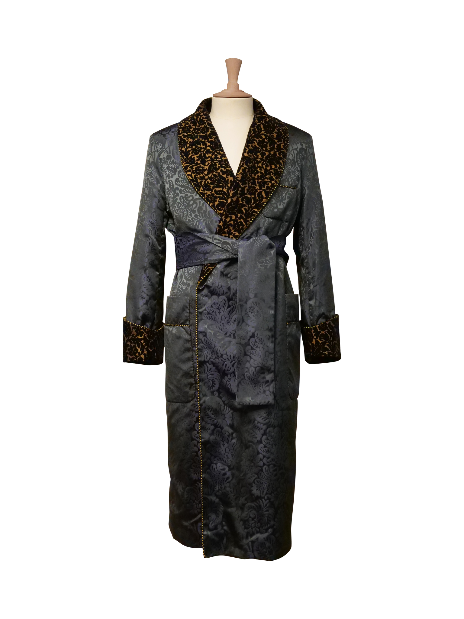 Men's Sarum Indigo 'Holbein' Silk Dressing Gown Sample (size large)