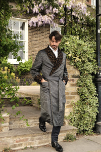Men's Sarum Indigo 'Holbein' Silk Dressing Gown Sample (size large)