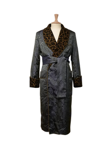 Sarum Indigo Silk Dressing Gown
